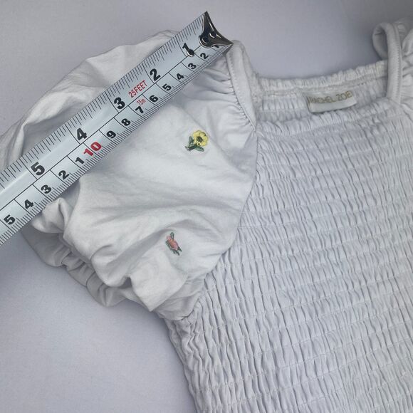 ~ Rachel Zoe 6x Bubble Dress Girls Short Sleeve Embroidery Floral White Dressy - Picture 8 of 12